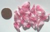 25 18x9mm Pink & White Givre Paddle Beads